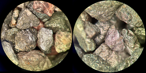 Chalcocite veining in RC drill chips from DAN25008 Industrial town of Yellowknife only 90 minutes by flight