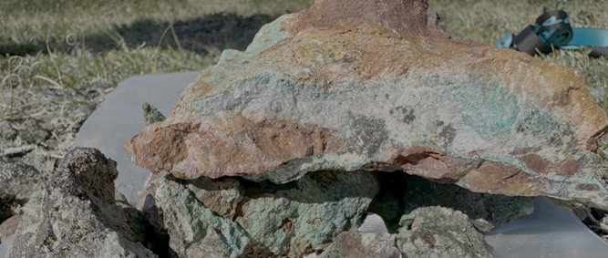 Copper rich rock sample (F005987) from Quartz sandstone at the Hulk Target